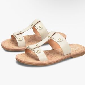 Kork Ease Womens Size 9 Basel Cream Full Grain Leather T-Strap Sandals Shoes